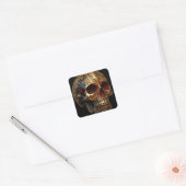 Golden Darkness Skull met Red Eyes Vierkante Sticker (Envelop)
