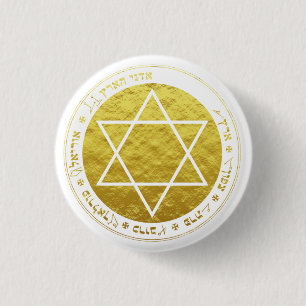 Golden Dawn Earth Pentacle gouden kleur Ronde Button 3,2 Cm