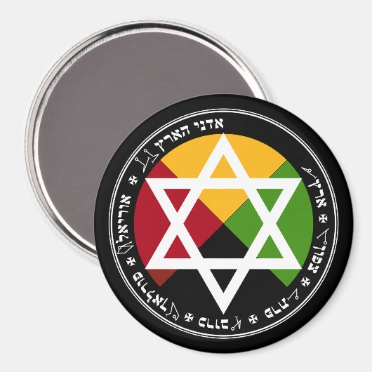 Golden Dawn Earth Pentacle op zwart Magneet (Voorkant / Achterkant)