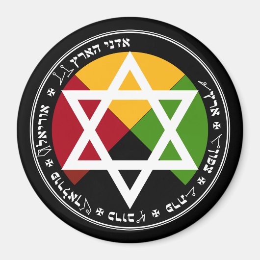 Golden Dawn Earth Pentacle op zwart Magneet (Voorkant)