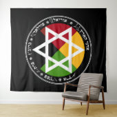 Golden Dawn Earth Pentacle op zwart Wandkleed (In Situ (horizontaal))