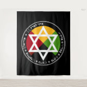 Golden Dawn Earth Pentacle op zwart Wandkleed (Voorkant)