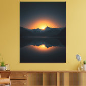 Golden Dawn Over Silent Peaks – Mountain Sunrise Canvas Afdruk (Insitu (Woonkamer))