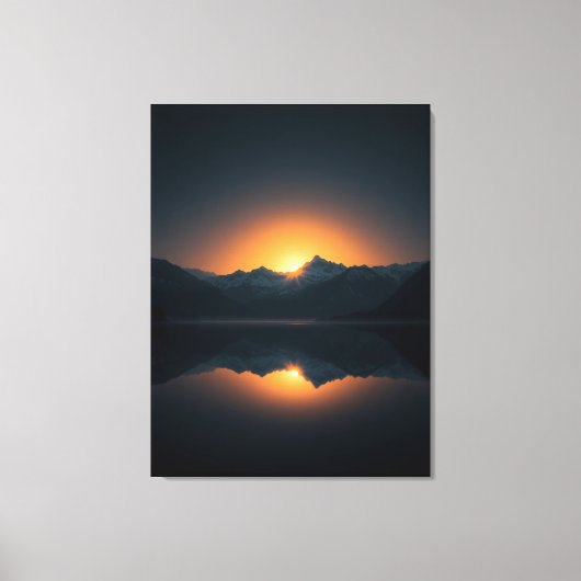 Golden Dawn Over Silent Peaks – Mountain Sunrise Canvas Afdruk (Voorkant)
