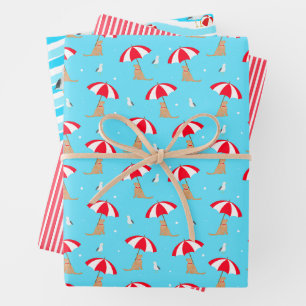 Golden Days Beach Seagulls Paraplu Cadeauverpakkin Inpakpapier Vel
