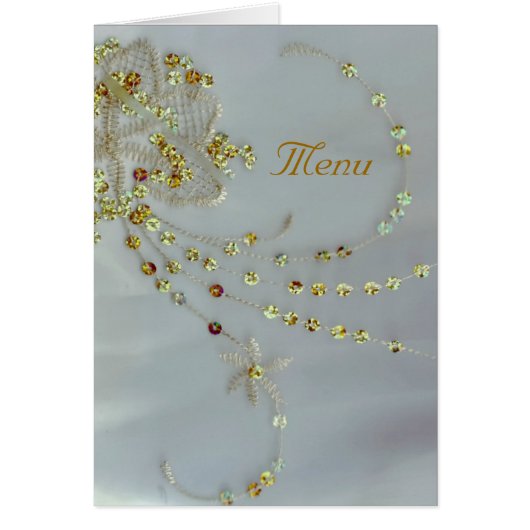 Golden Deco Wedding Menu Card (Voorkant)
