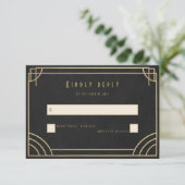 Golden Deco wedding RSVP Kaartje (Staand voorkant)