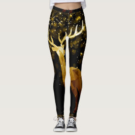 GOLDEN DEER BLACK LEGGINGS