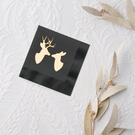 Golden Deer Buck and Doe Silhouettes Folie Servetten (Insitu (Huwelijk 2))