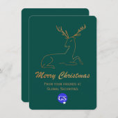Golden Deer Corporate Kerstmis Kaart (Voorkant / Achterkant)