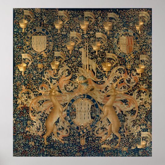  Golden Deer en Royal Crest Design (1501) Poster (Voorkant)