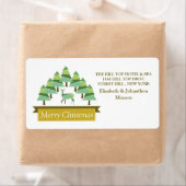 Golden Deer Forest Merry kerst Etiket (Insitu)