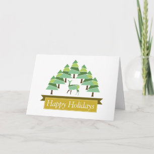 Golden Deer Forest Prettige feestdagen Holiday Car Kaart