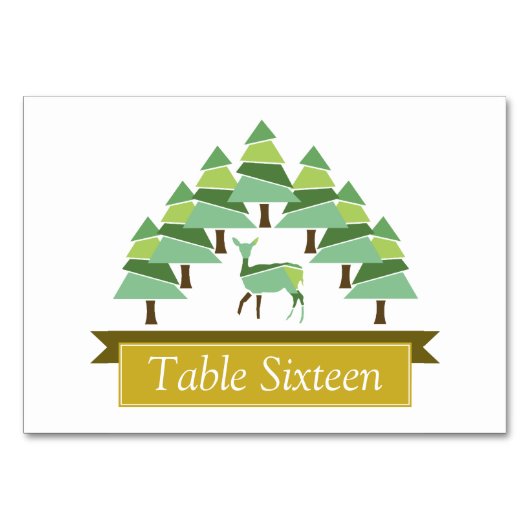 Golden Deer Forest Table Number Kaart (Voorkant)