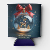 Golden Deer Ornament in a Christmas Bauble Blikjeskoeler (Voorkant)