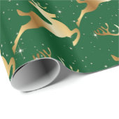 Golden Deer over groenboek Cadeaupapier (Rol Hoek)