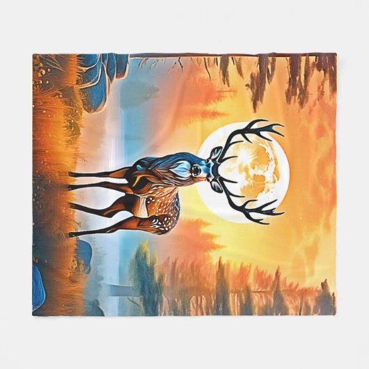 Golden Deer Twilight Peak Fleece Deken (Voorkant (Horizontaal))