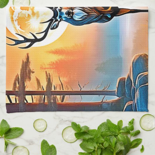 Golden Deer Twilight Peak Theedoek (Gevouwen)