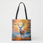 Golden Deer Twilight Peak Tote Bag (Voorkant)
