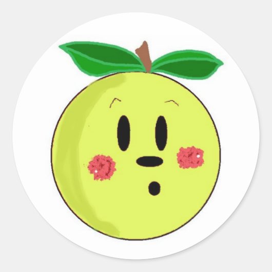Golden Delicious Apple Face Ronde Sticker (Voorkant)