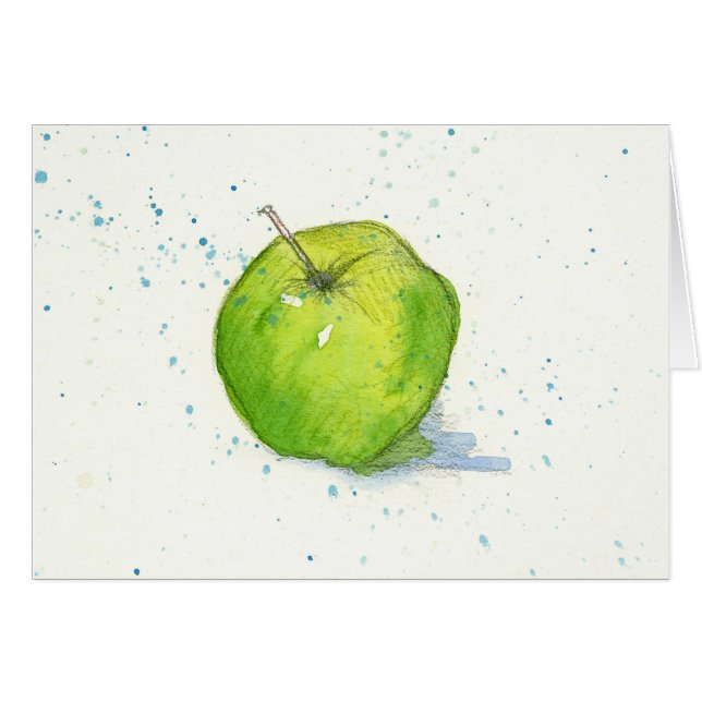 Golden Delicious Green Apple Waterverf Painting (Voorkant Horizontaal)