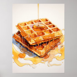 Golden Delight: druppelende siroopwafels Poster