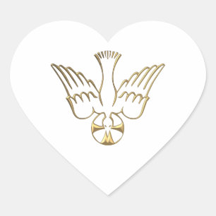 Golden Descent van het Heilige Geest Symbool Hart Sticker