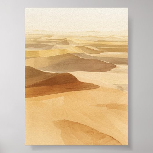Golden Desert Dunes Watercolor Poster (Voorkant)