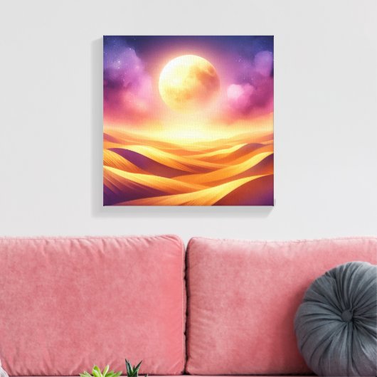Golden Desert Moonlight – Back to School Art Canvas Afdruk (Insitu (Woonkamer))