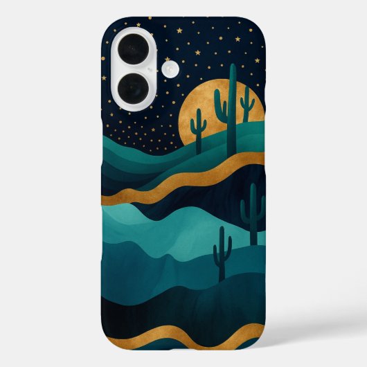 Golden Desert Nightscape - Abstracte Cactus kunst Case-Mate iPhone Case (Achterkant)