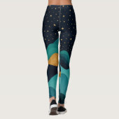 Golden Desert Nightscape - Abstracte Cactus kunst Leggings (Achterkant)