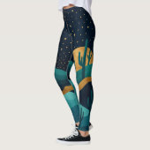 Golden Desert Nightscape - Abstracte Cactus kunst Leggings (Links)