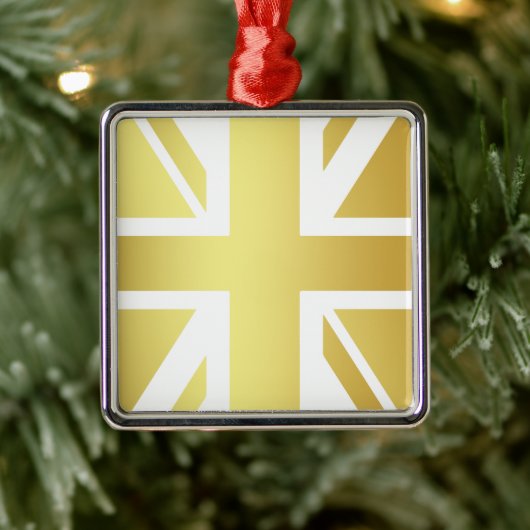 Golden Design Union Jack British Flag Metalen Ornament (Boom)