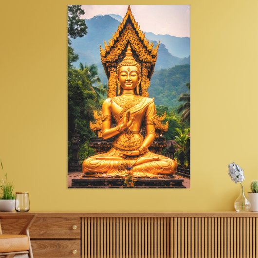Golden Dhamma in the Northern Hills Canvas Afdruk (Insitu (Woonkamer))
