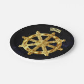 Golden Dharma Wheel Boeddhisme en hindoïsme Papieren Bordje (Gekanteld)