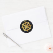 Golden Dharma Wheel Boeddhisme en hindoïsme Ronde Sticker (Envelop)