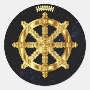 Golden Dharma Wheel Boeddhisme en hindoïsme Ronde Sticker