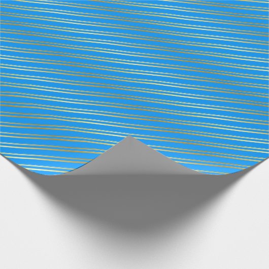 Golden Diagonal Stripes op blauw of uw eigen kleur Cadeaupapier (Hoek)