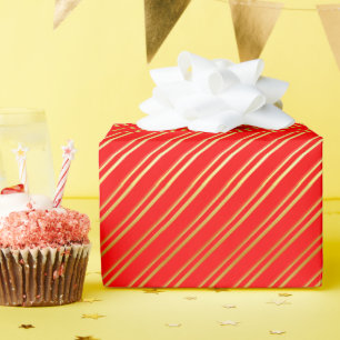 Golden diagonale strepen op rood of in uw eigen kl cadeaupapier