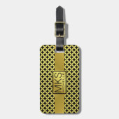 Golden Diamond Dot Monogrammed Bagagelabel (Voorkant verticaal)