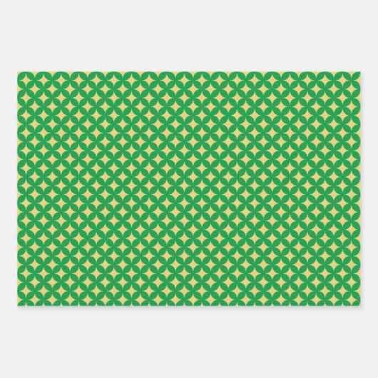 Golden Diamond Star op groen, rood en wit Inpakpapier Vel (Voorkant 2)