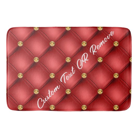 Golden Diamond Tufted Leather Custom Text Name Red Badmat (Voorkant)