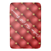 Golden Diamond Tufted Leather Custom Text Name Red Badmat (Voorkant Verticaal)