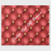 Golden Diamond Tufted Leather Custom Text Name Red Cadeaupapier (Vlak)