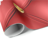 Golden Diamond Tufted Leather Custom Text Name Red Cadeaupapier (Rol Hoek)