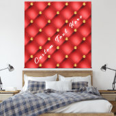 Golden Diamond Tufted Leather Custom Text Name Red Canvas Afdruk (Insitu (Slaapkamer))