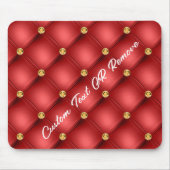 Golden Diamond Tufted Leather Custom Text Name Red Muismat (Voorkant)