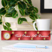 Golden Diamond Tufted Leather Custom Text Name Red Naambordje