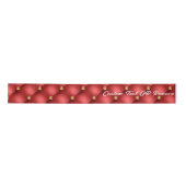 Golden Diamond Tufted Leather Custom Text Name Red Satijnen Lint (Voorkant)