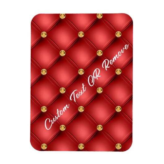 Golden Diamond Tufted Leather Text Name Red Magnet Magneet (Verticaal)
